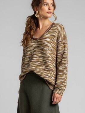 NWT Matta NY Merino Wool Sweater SZ M V-Neck Made In Peru Boho Cottage Cozy